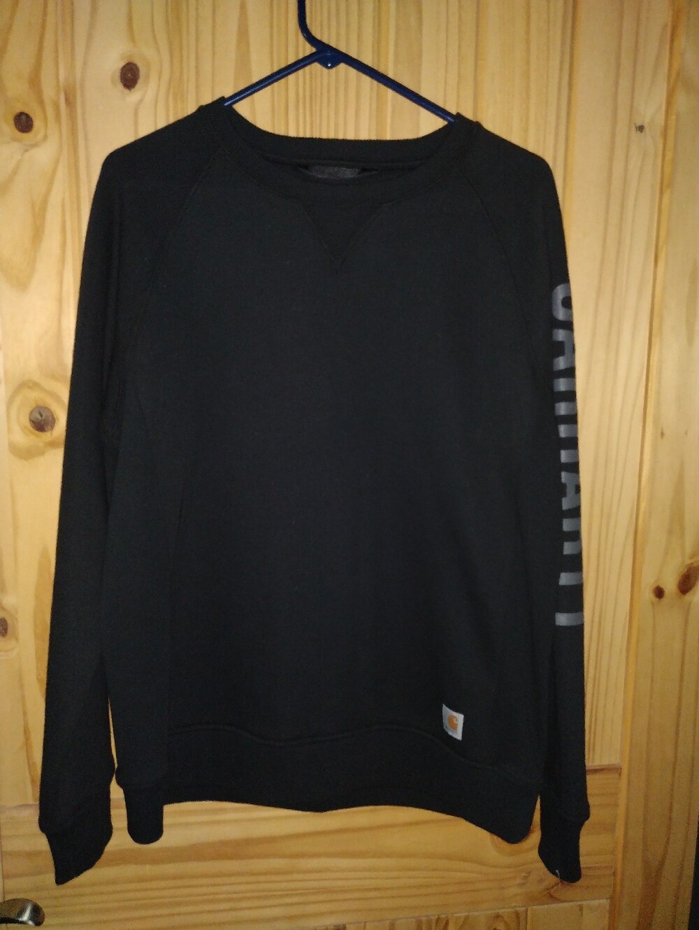 Carhartt Women's Crewneck Sweatshirt - Black with Sleeve Logo